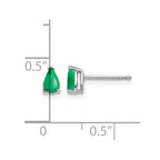 14k White Gold 5x3mm Pear Emerald Post Earrings