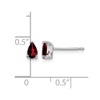 14k White Gold 5x3mm Pear Garnet Post Earrings