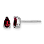 14k White Gold 5x3mm Pear Garnet Post Earrings
