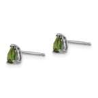 14k White Gold 5x3mm Pear Green Tourmaline Post Earrings