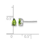 14k White Gold 5x3mm Pear Peridot Post Earrings