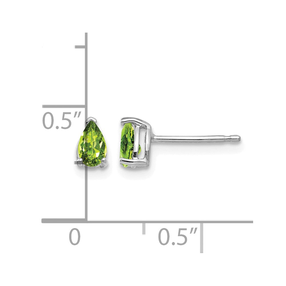 14k White Gold 5x3mm Pear Peridot Post Earrings