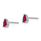 14k White Gold 5x3mm Pear Ruby Post Earrings