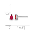 14k White Gold 5x3mm Pear Ruby Post Earrings
