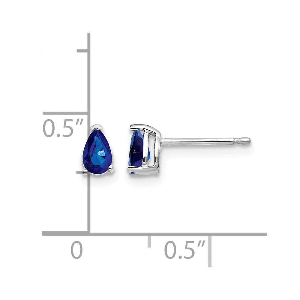 14k White Gold 5x3mm Pear Sapphire Post Earrings