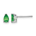 14k White Gold 5x3mm Pear Tsavorite Post Earrings