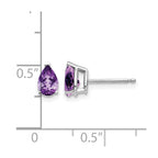 14k White Gold 6x4mm Pear Amethyst Post Earrings