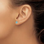14k White Gold 6x4mm Pear Blue Topaz Post Earrings
