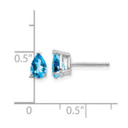 14k White Gold 6x4mm Pear Blue Topaz Post Earrings