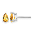 14k White Gold 6x4mm Pear Citrine Stud Earrings