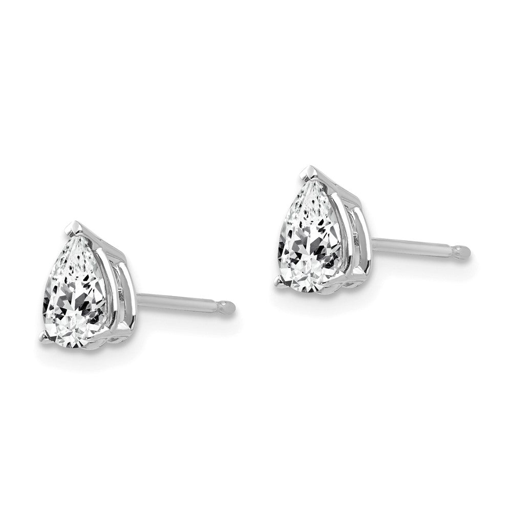 14k White Gold 6x4mm Pear Cubic Zirconia Stud Earrings
