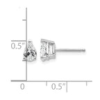 14k White Gold 6x4mm Pear Cubic Zirconia Stud Earrings