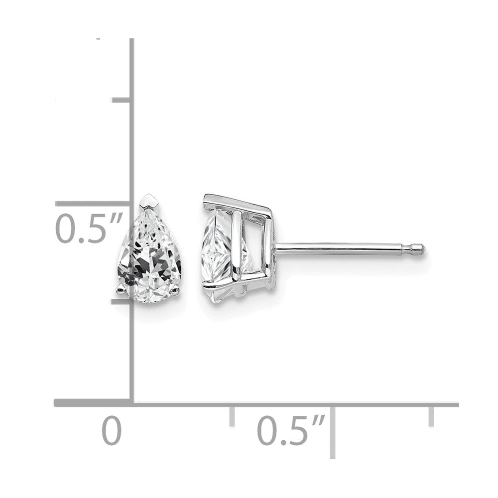 14k White Gold 6x4mm Pear Cubic Zirconia Stud Earrings
