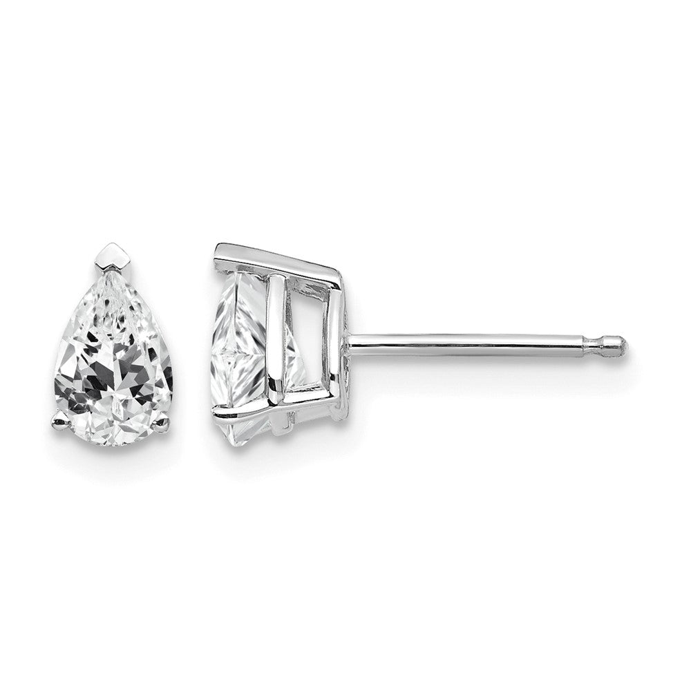 14k White Gold 6x4mm Pear Cubic Zirconia Stud Earrings