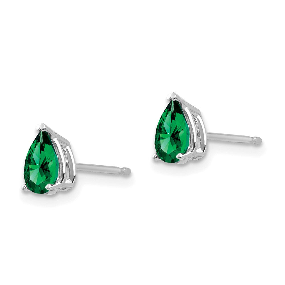 14k White Gold 6x4mm Pear Mount St. Helens Stud Earrings