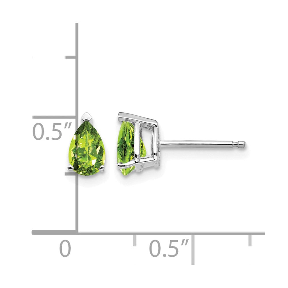 14k White Gold 6x4mm Pear Peridot Post Earrings