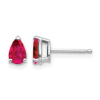 14k White Gold 6x4mm Pear Ruby Post Earrings