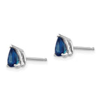 14k White Gold 6x4mm Pear Sapphire Post Earrings