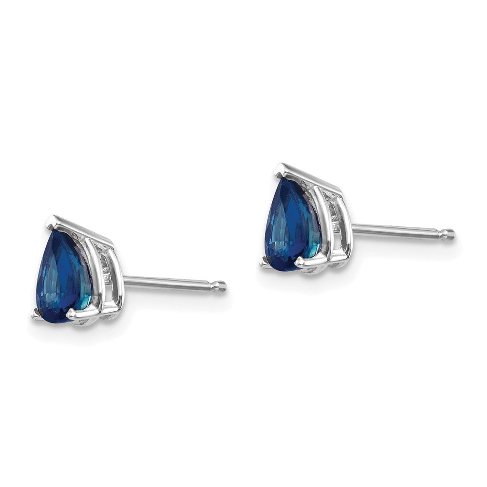 14k White Gold 6x4mm Pear Sapphire Post Earrings