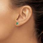 14k White Gold 6x4mm Pear Tsavorite Post Earrings