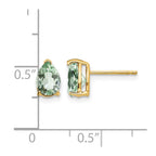 14k 7x5mm Pear Green Quartz Post Earrings