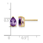 14k 7x5mm Pear Amethyst Post Earrings