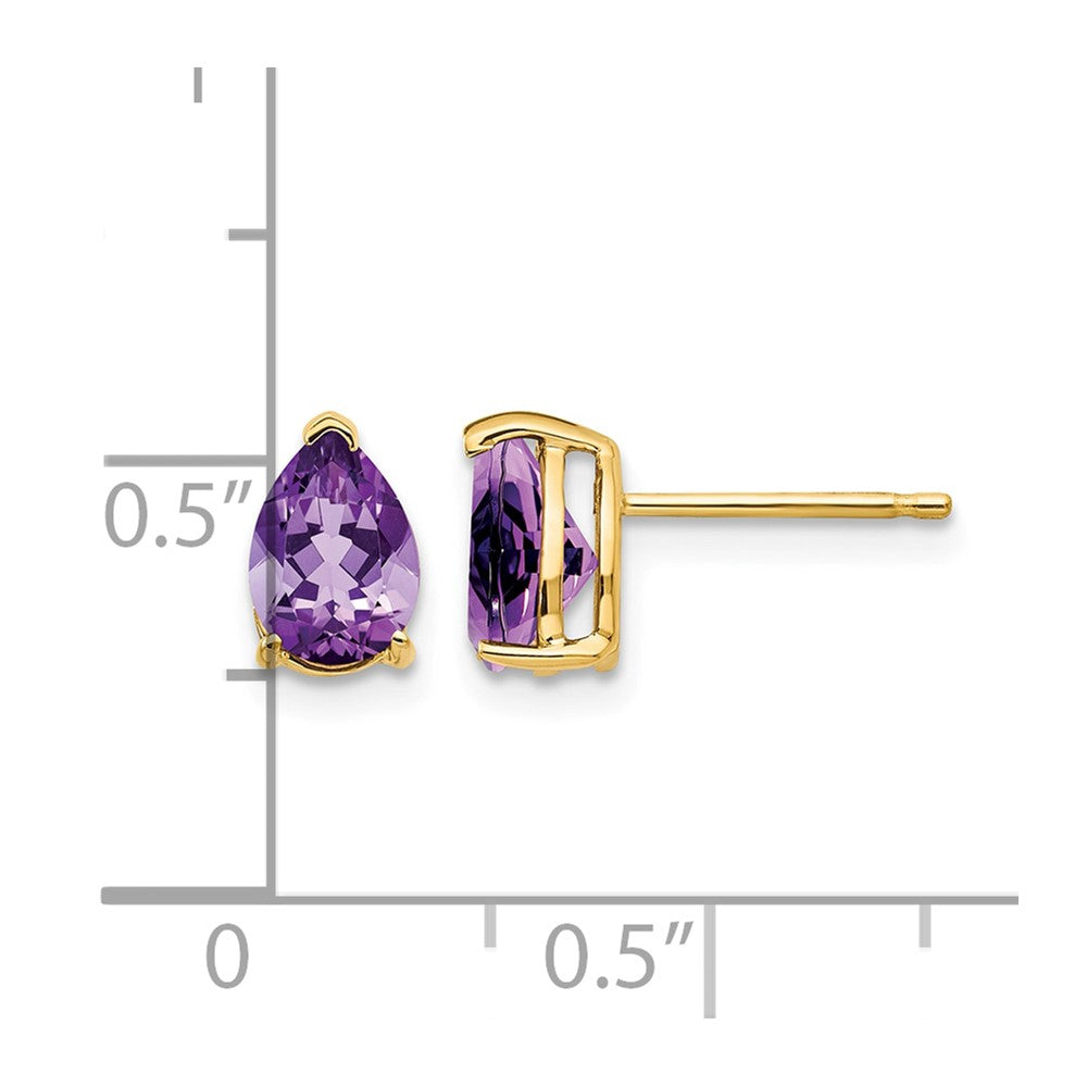 14k 7x5mm Pear Amethyst Post Earrings