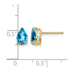 14k 7x5mm Pear Blue Topaz Post Earrings