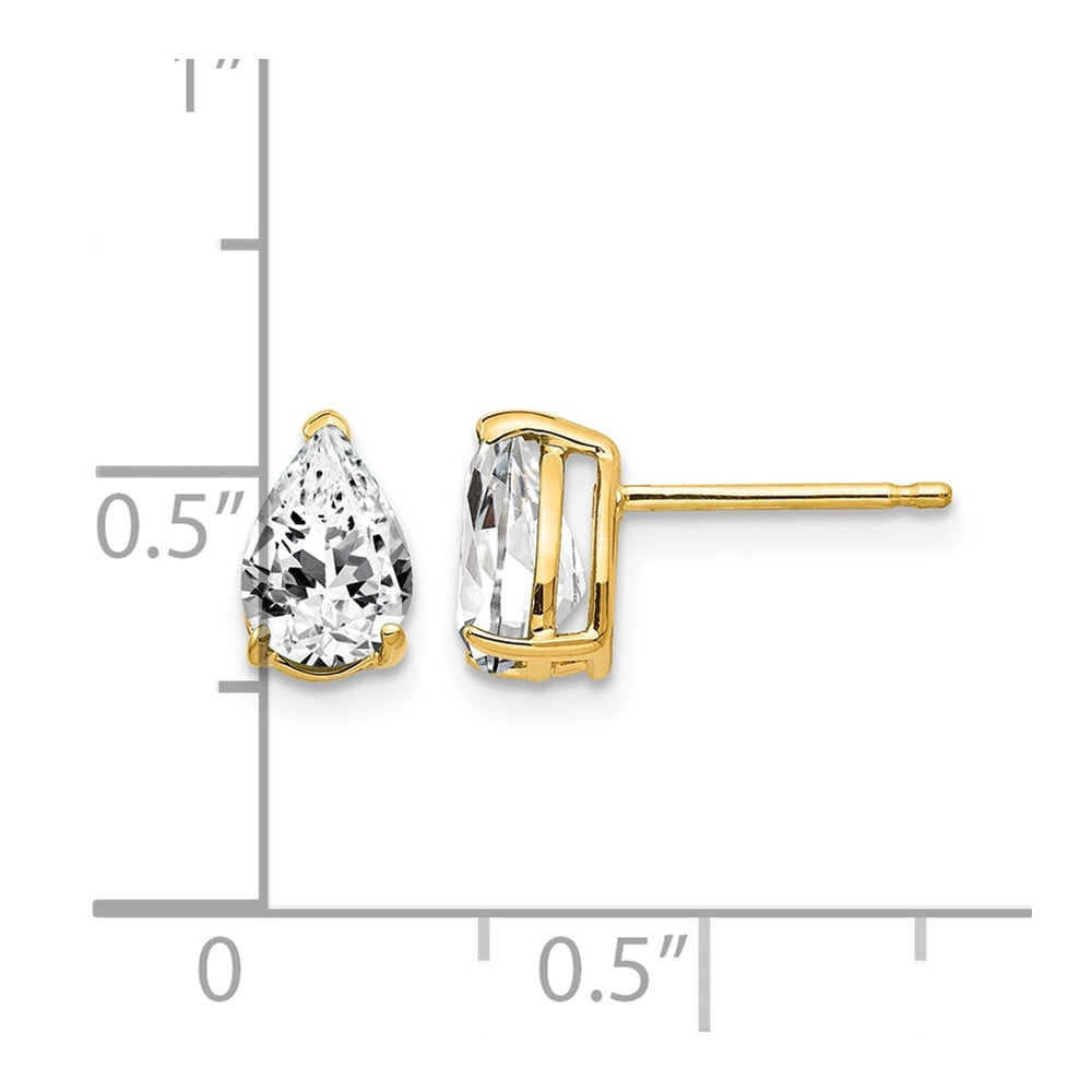 14k 7x5mm Pear Cubic Zirconia Post Earrings