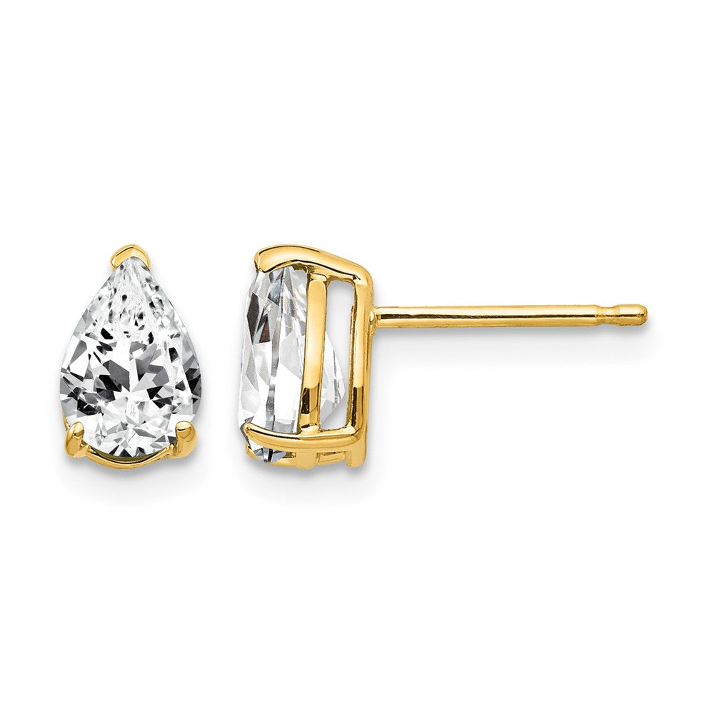 14k 7x5mm Pear Cubic Zirconia Post Earrings