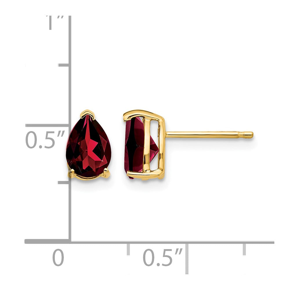14k 7x5mm Pear Garnet Post Earrings