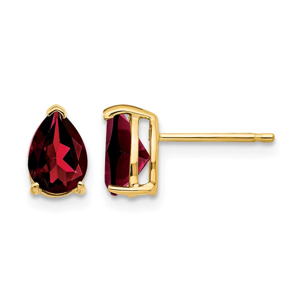 14k 7x5mm Pear Garnet Post Earrings