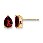 14k 7x5mm Pear Garnet Post Earrings