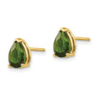 14k 7x5mm Pear Green Tourmaline Post Earrings