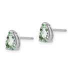 14k White Gold 7x5mm Pear Green Quartz Post Earrings
