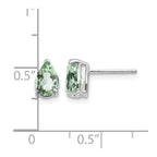 14k White Gold 7x5mm Pear Green Quartz Post Earrings
