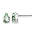 14k White Gold 7x5mm Pear Green Quartz Post Earrings