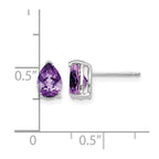 14k White Gold 7x5mm Pear Amethyst Post Earrings