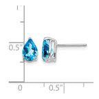 14k White Gold 7x5mm Pear Blue Topaz Post Earrings