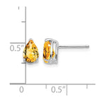 14k White Gold 7x5mm Pear Citrine Post Earrings