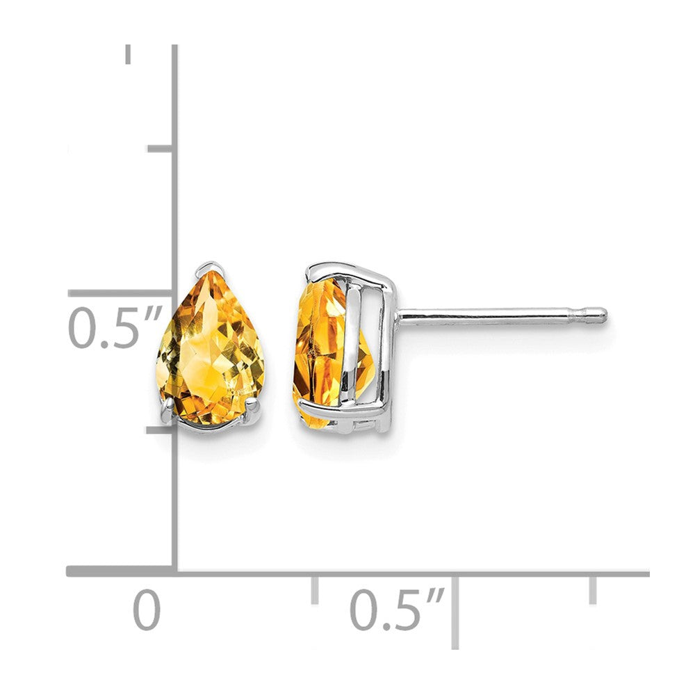 14k White Gold 7x5mm Pear Citrine Post Earrings