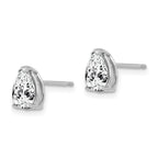 14k White Gold 7x5mm Pear Cubic Zirconia Post Earrings