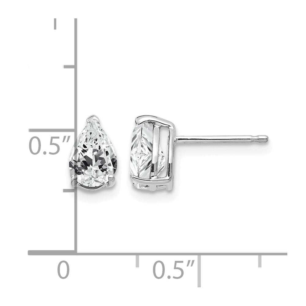 14k White Gold 7x5mm Pear Cubic Zirconia Post Earrings