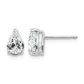 14k White Gold 7x5mm Pear Cubic Zirconia Post Earrings