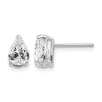 14k White Gold 7x5mm Pear Cubic Zirconia Post Earrings