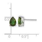 14k White Gold 7x5mm Pear Green Tourmaline Post Earrings