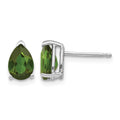 14k White Gold 7x5mm Pear Green Tourmaline Post Earrings