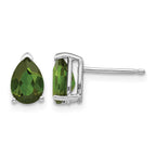 14k White Gold 7x5mm Pear Green Tourmaline Post Earrings