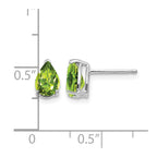 14k White Gold 7x5mm Pear Peridot Stud Earrings