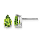14k White Gold 7x5mm Pear Peridot Stud Earrings